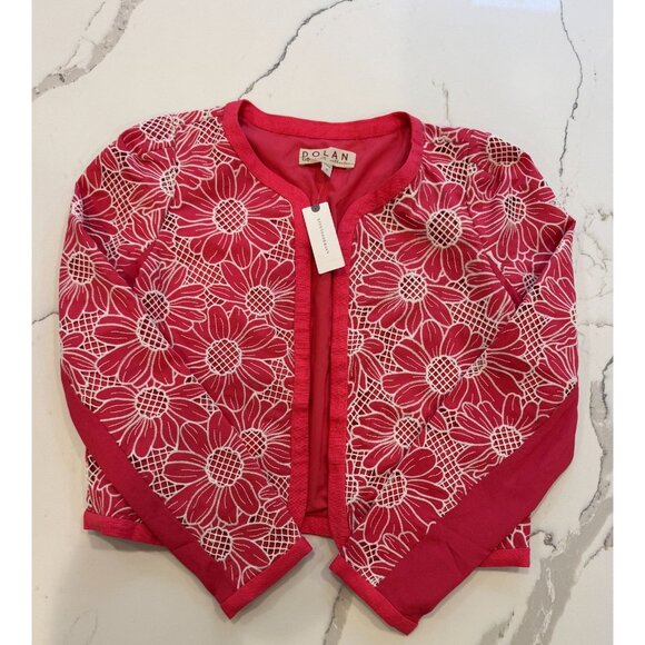 Anthropologie NWT Dolan Linen Floral Cutwork Jacket in Pink Size XS - Picture 2 of 5